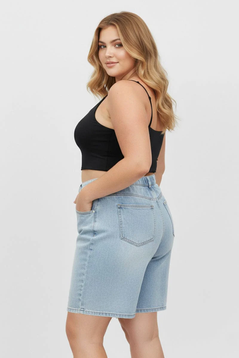 Denim Bermuda Shorts Mid Rise - Image 2