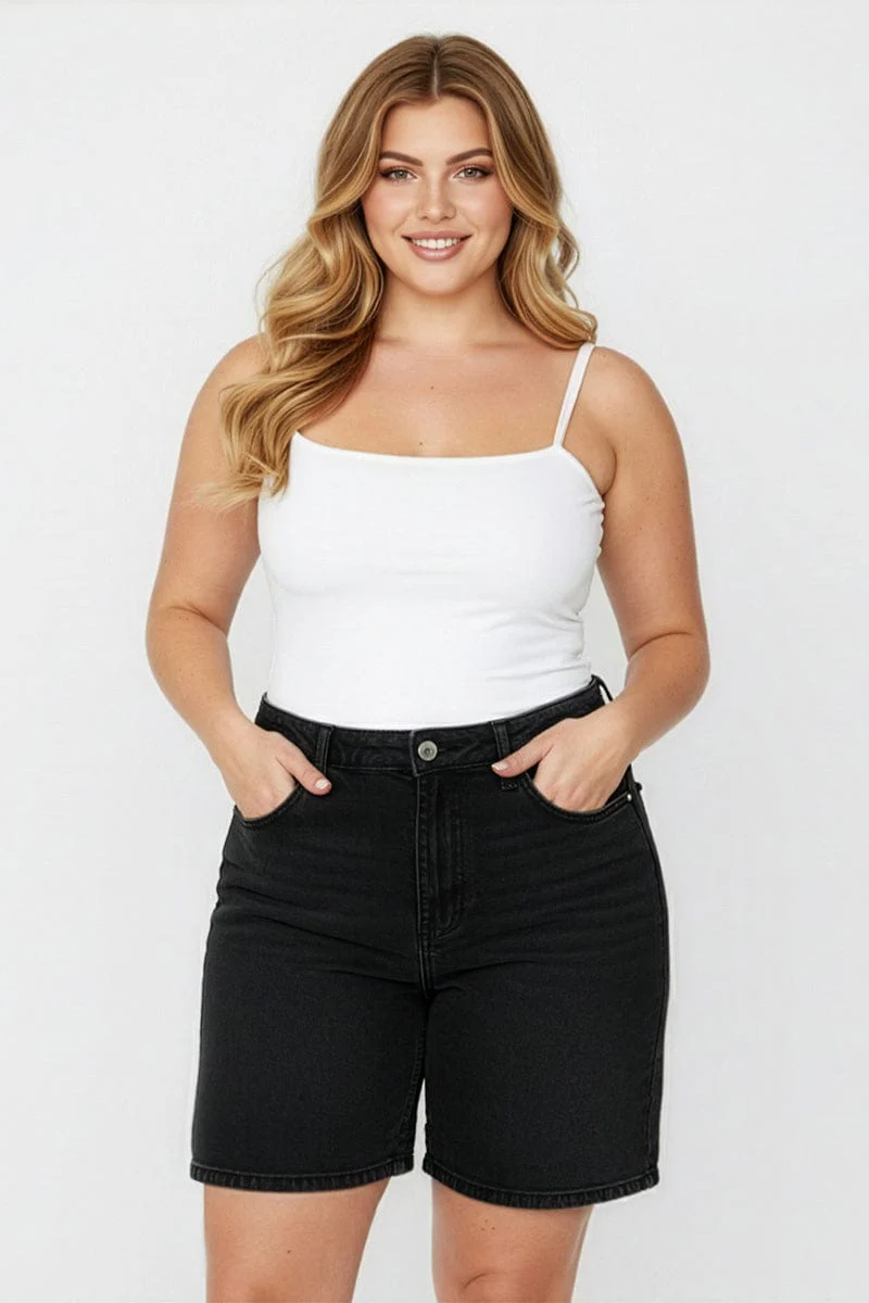 Denim Bermuda Shorts Mid Rise