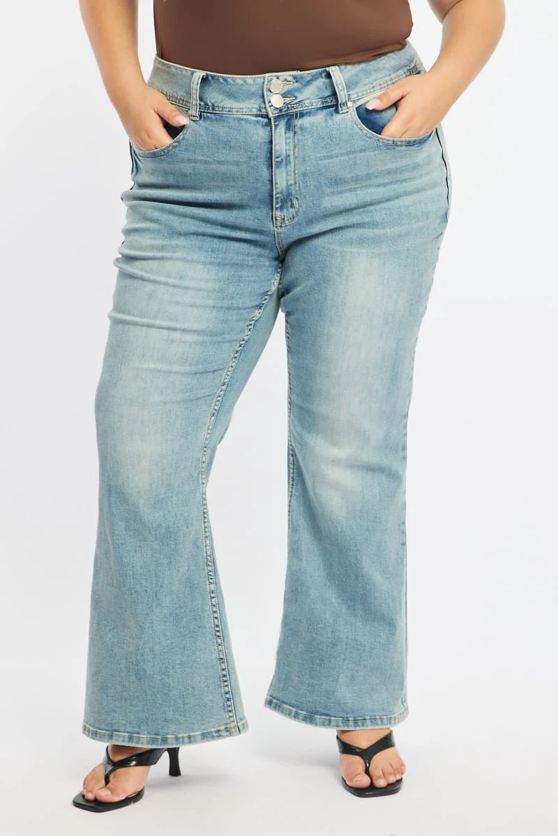 Denim Boot Cut Jeans Mid Rise - Image 3