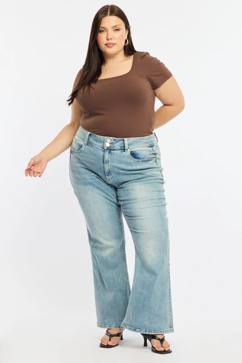 Denim Boot Cut Jeans Mid Rise - Image 4