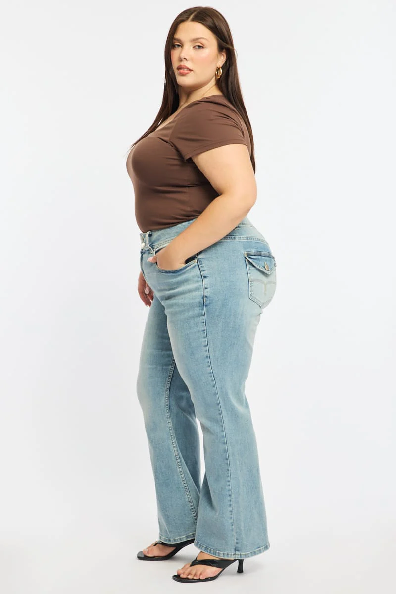 Denim Boot Cut Jeans Mid Rise - Image 5