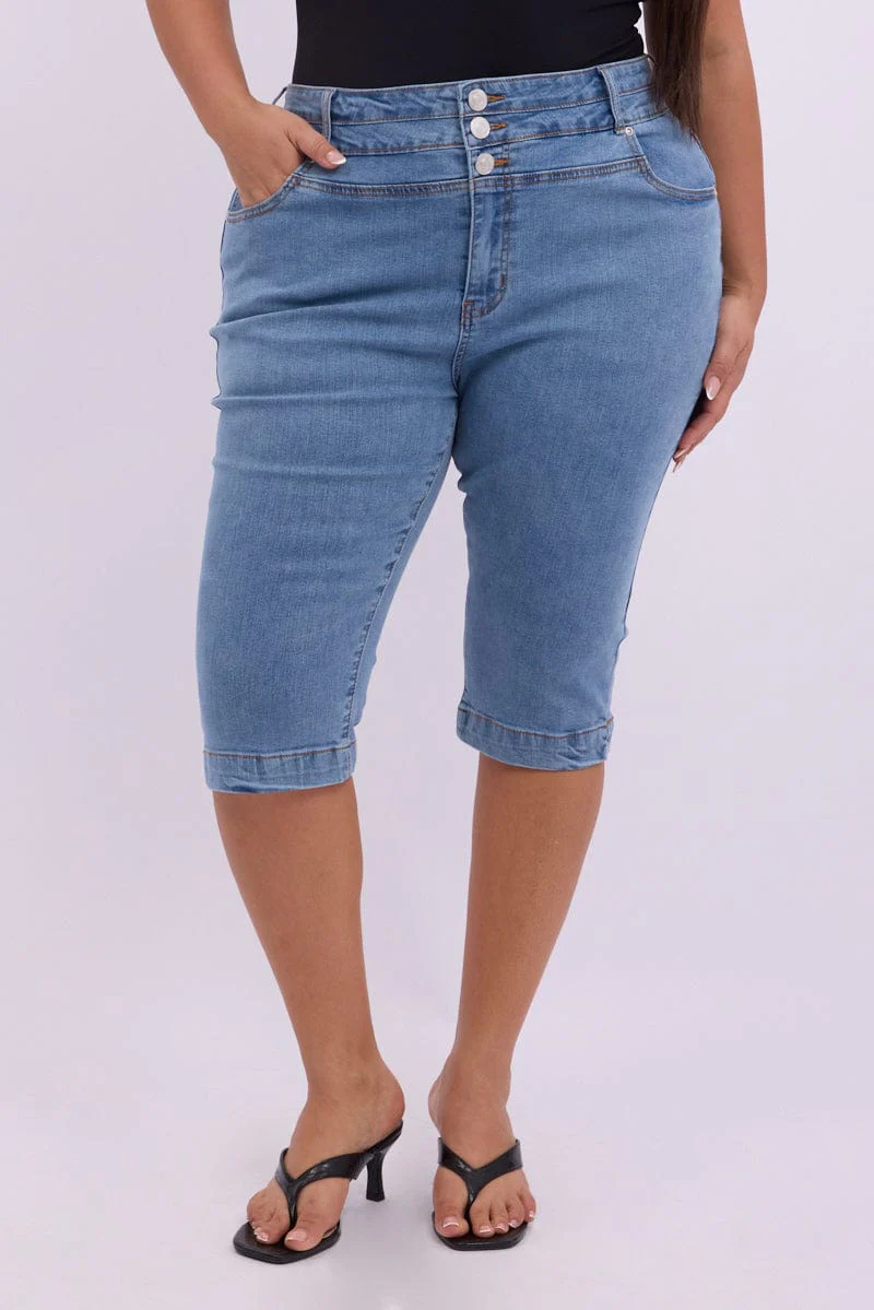 Denim Capri Jeans High Rise - Image 2