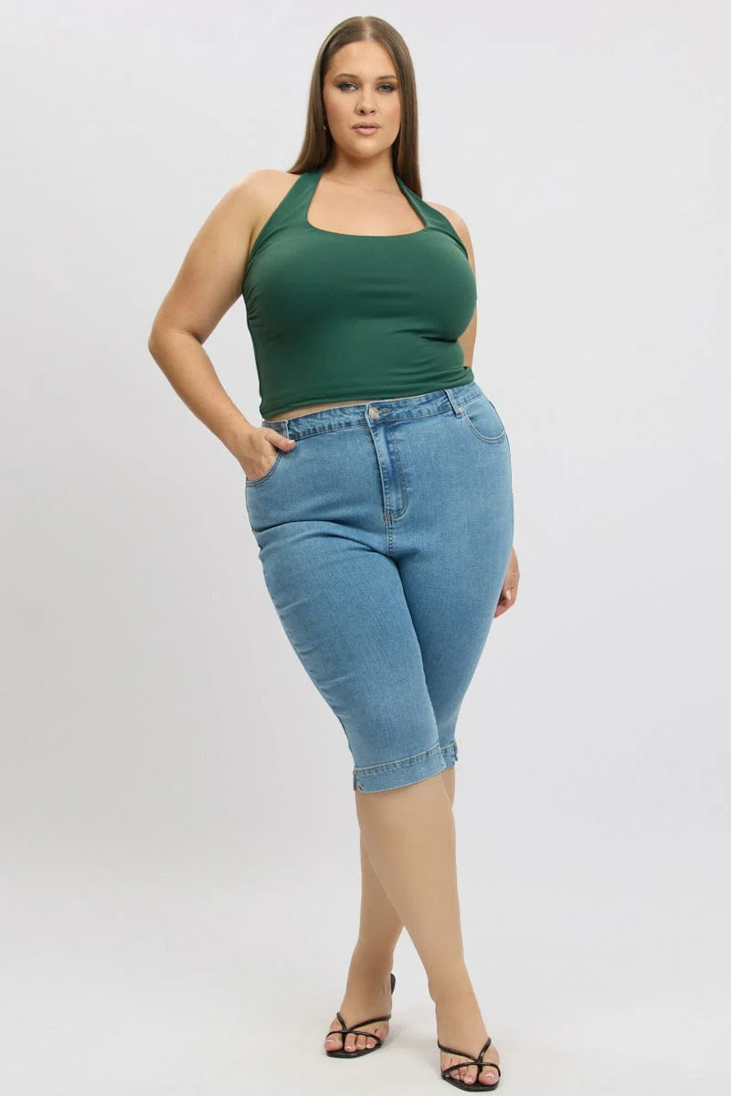 Denim Capri Jeans Mid Rise - Image 2