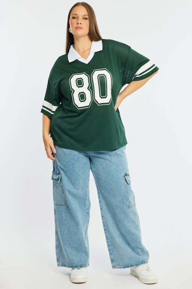 Denim Cargo Jeans High Rise
