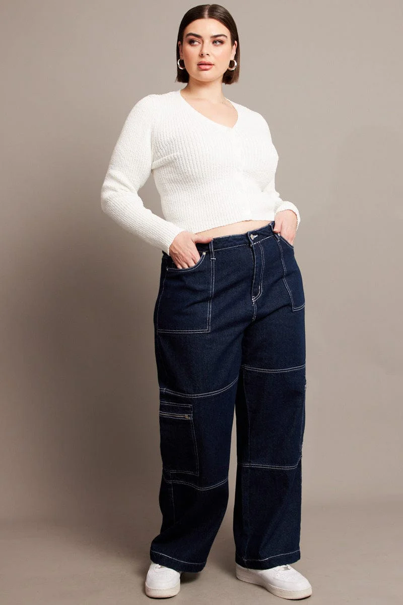 Denim Cargo Jeans Mid Rise - Image 2
