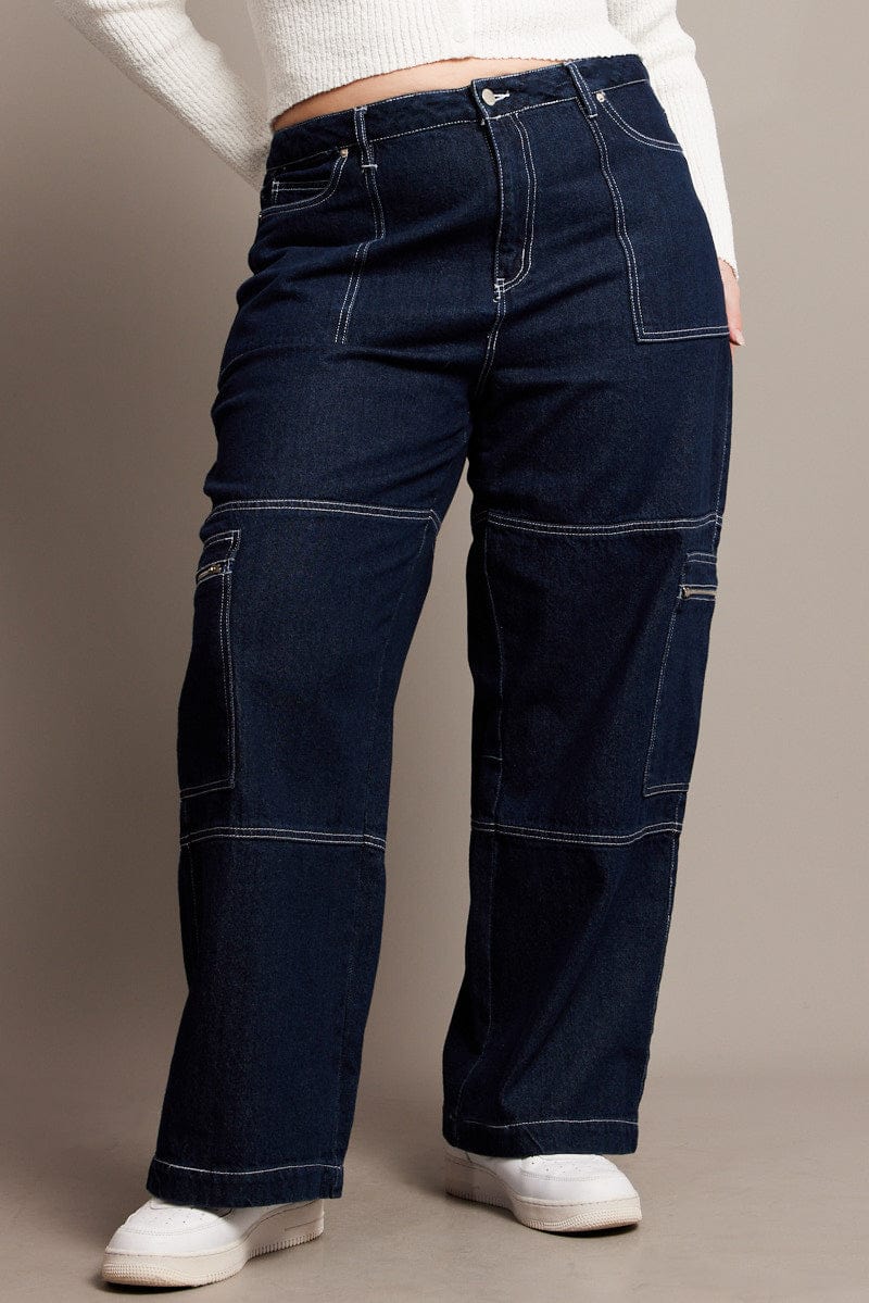 Denim Cargo Jeans Mid Rise - Image 3