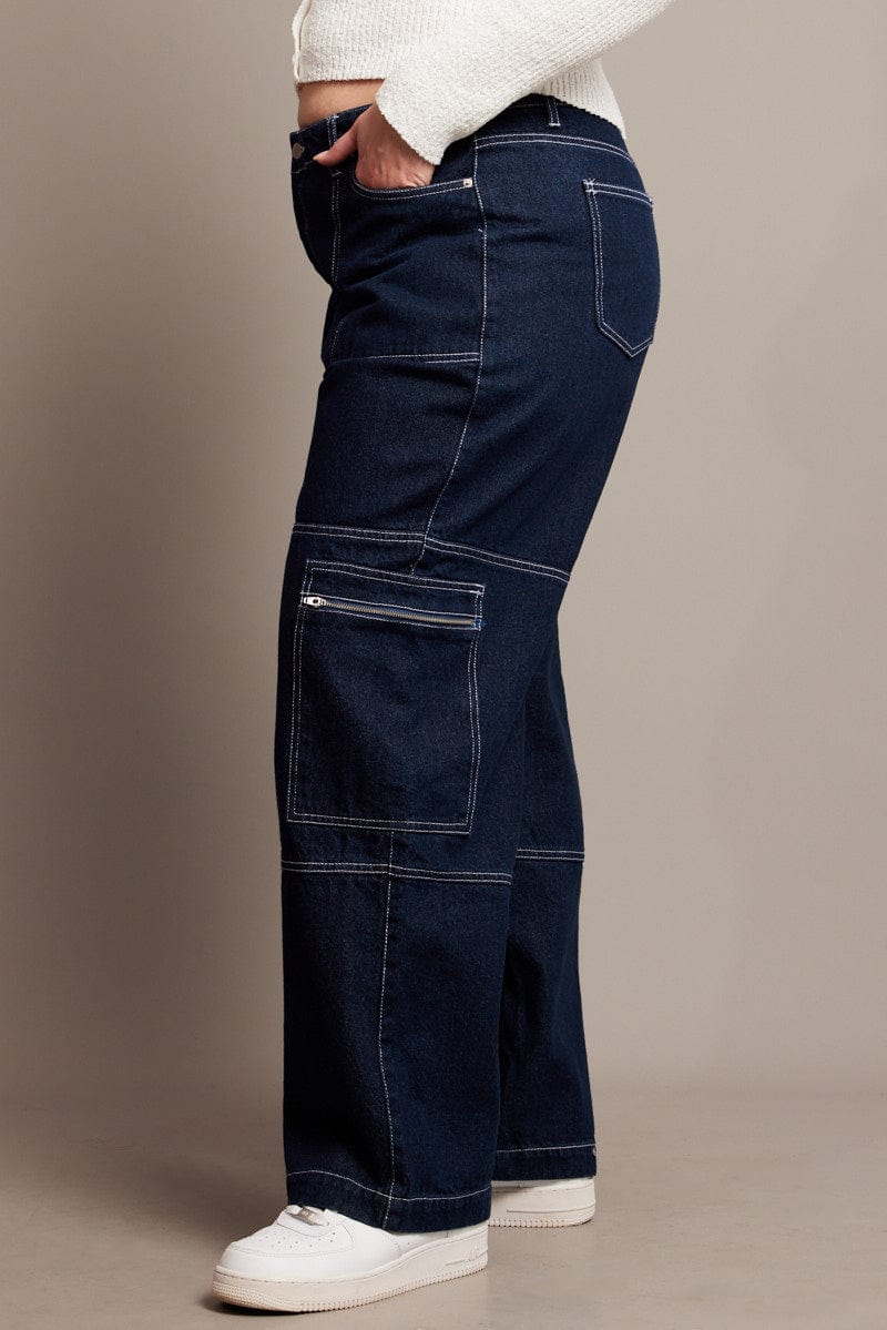 Denim Cargo Jeans Mid Rise - Image 4