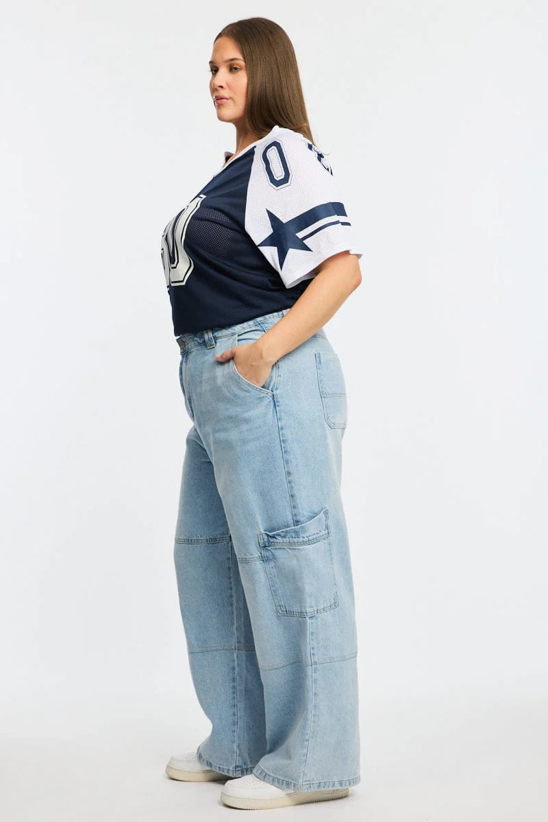Denim Cargo Jeans Mid Rise - Image 3