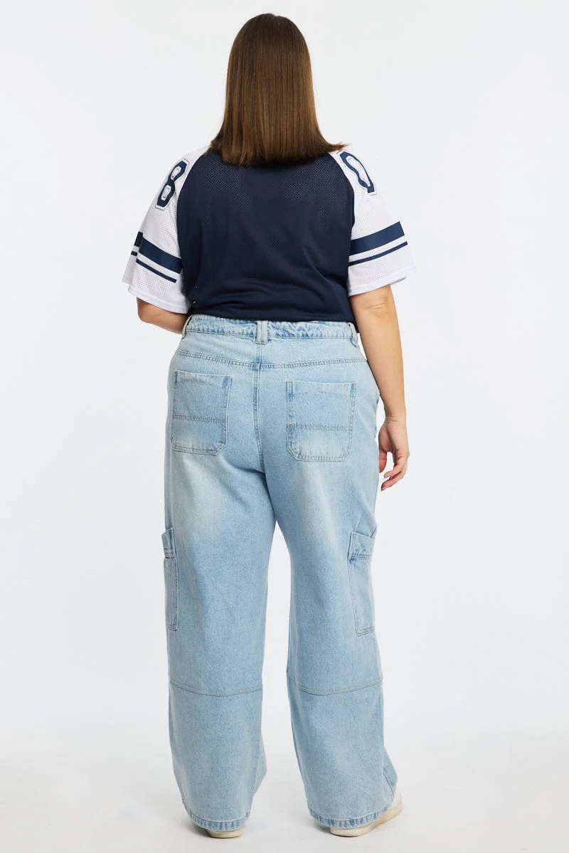 Denim Cargo Jeans Mid Rise - Image 4