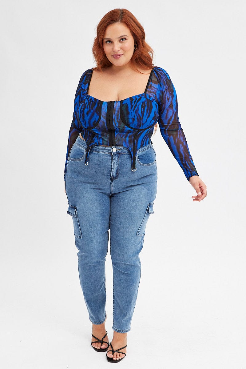 Denim Cargo Skinny Denim Jeans High Rise - Image 3