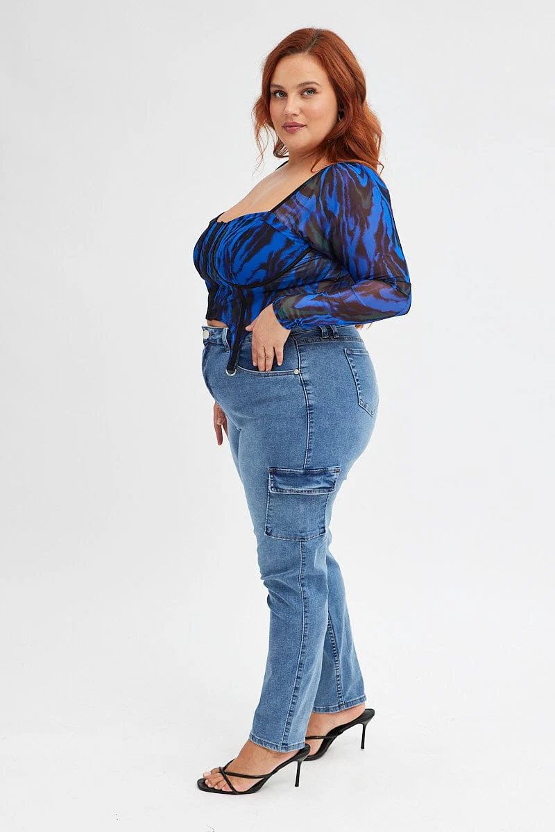 Denim Cargo Skinny Denim Jeans High Rise - Image 4