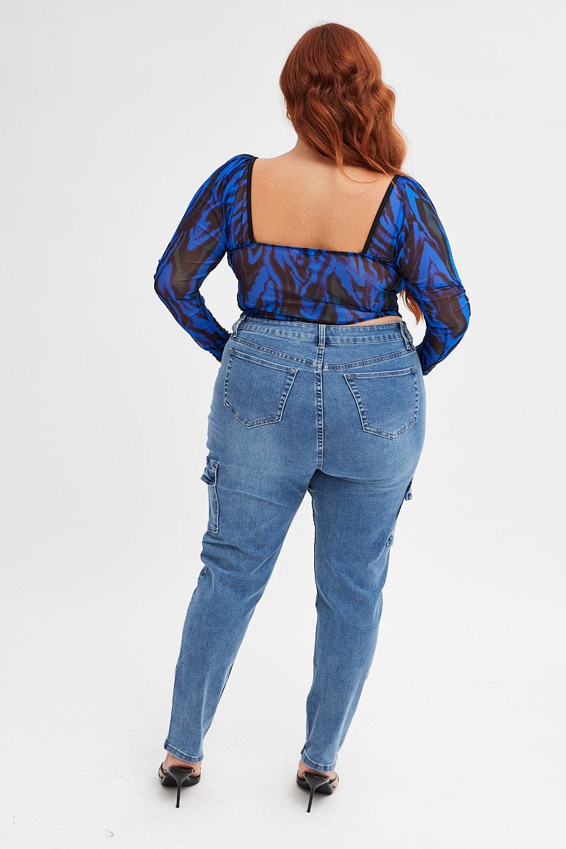 Denim Cargo Skinny Denim Jeans High Rise - Image 5