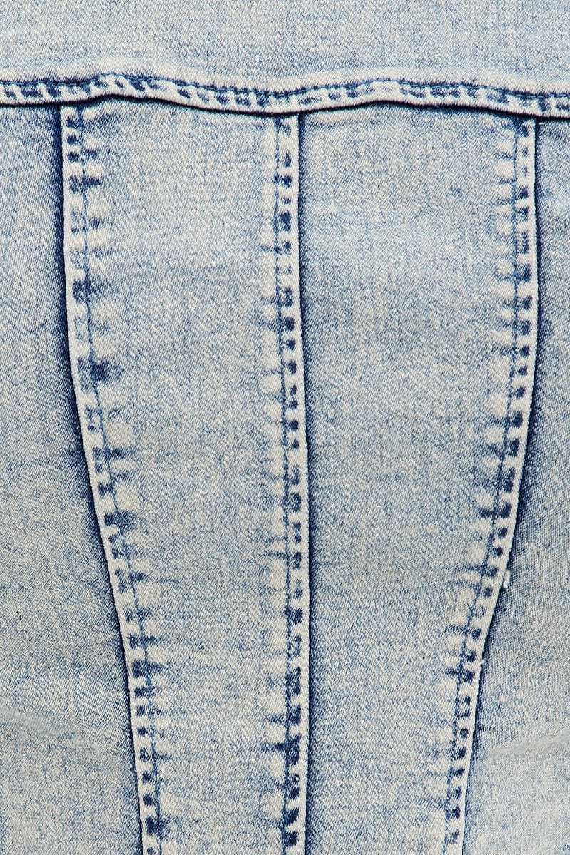 Denim Corset Sleeveless Scoop Neck Stretch Boneless - Image 6