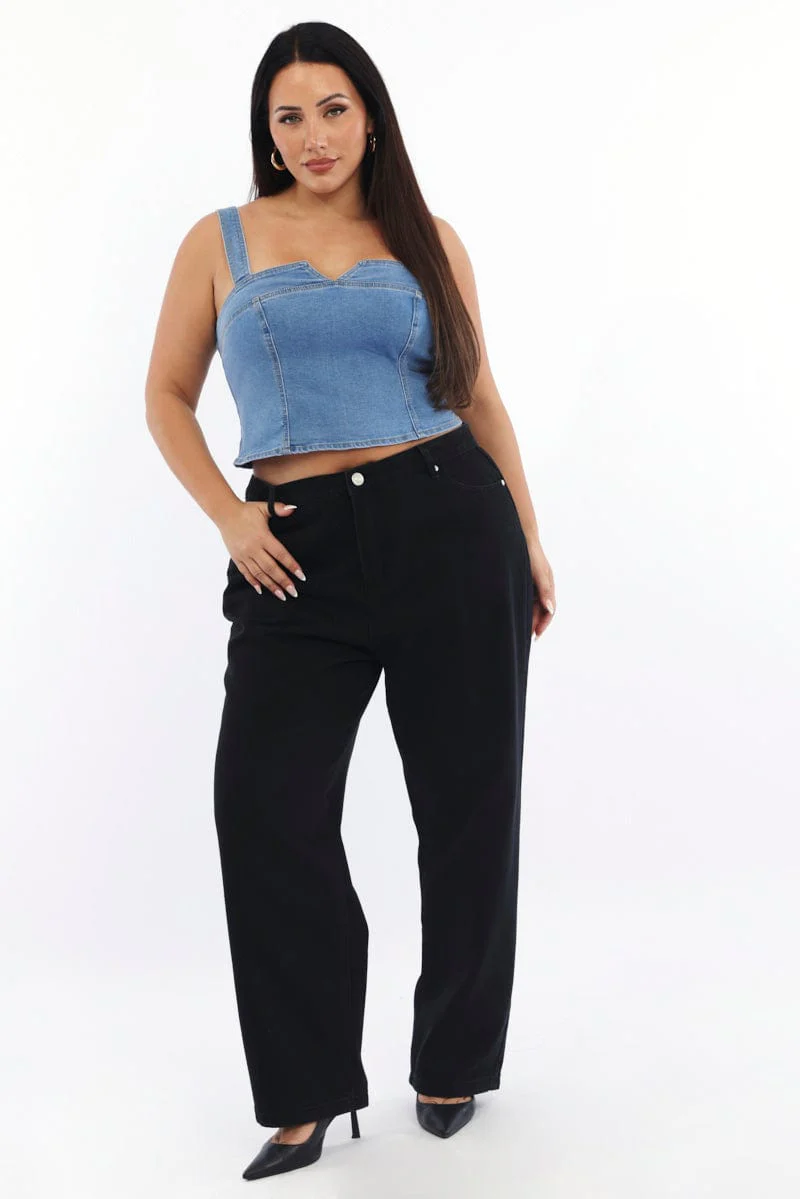 Denim Crop Top Sleeveless - Image 3
