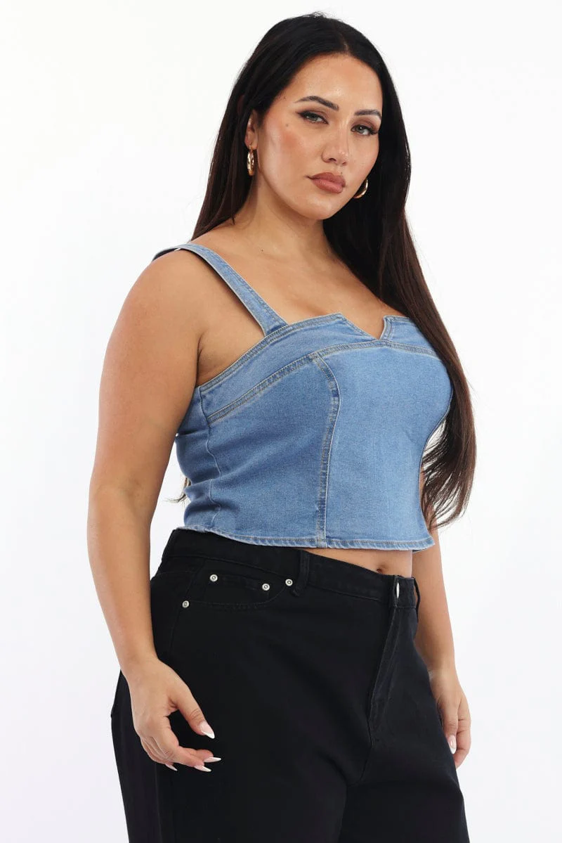 Denim Crop Top Sleeveless - Image 4
