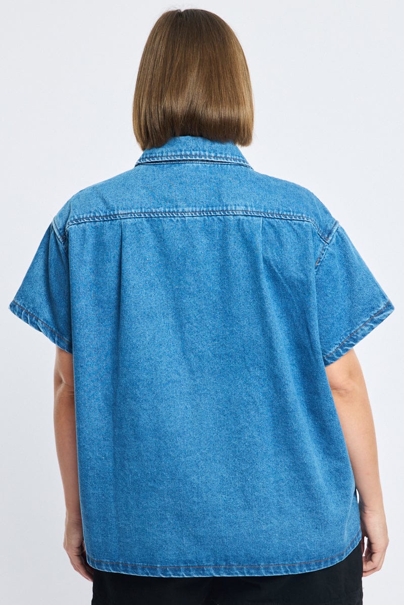 Denim Denim Shacket Short Sleeve - Image 5