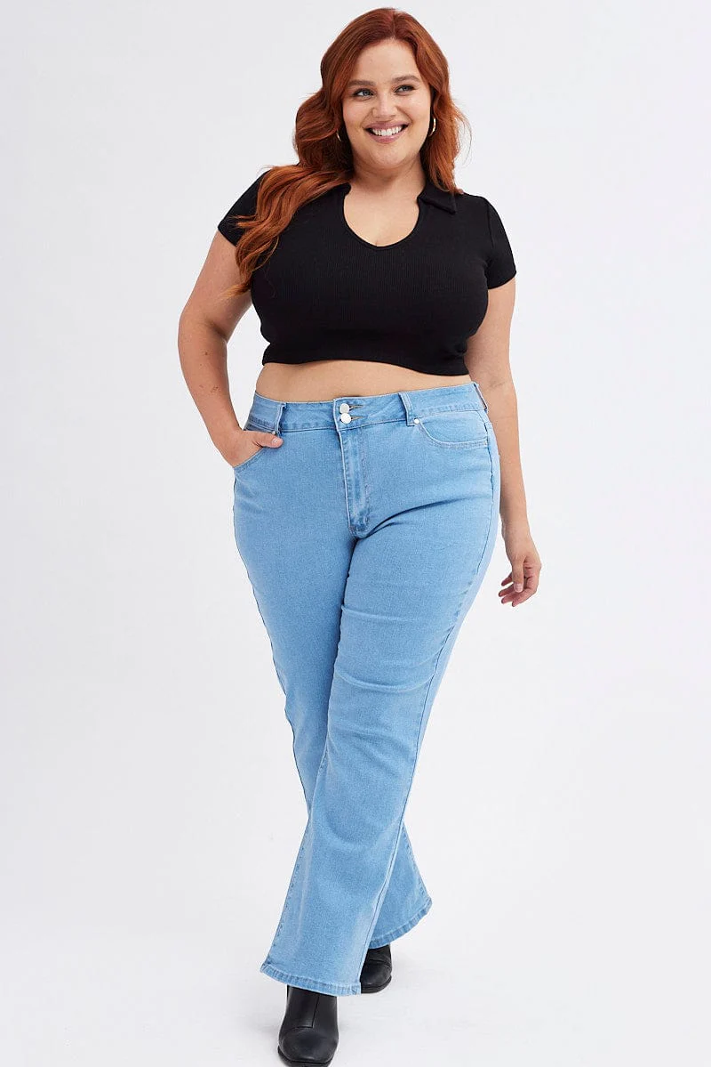 Denim Flare Denim Jeans Mid Rise - Image 3