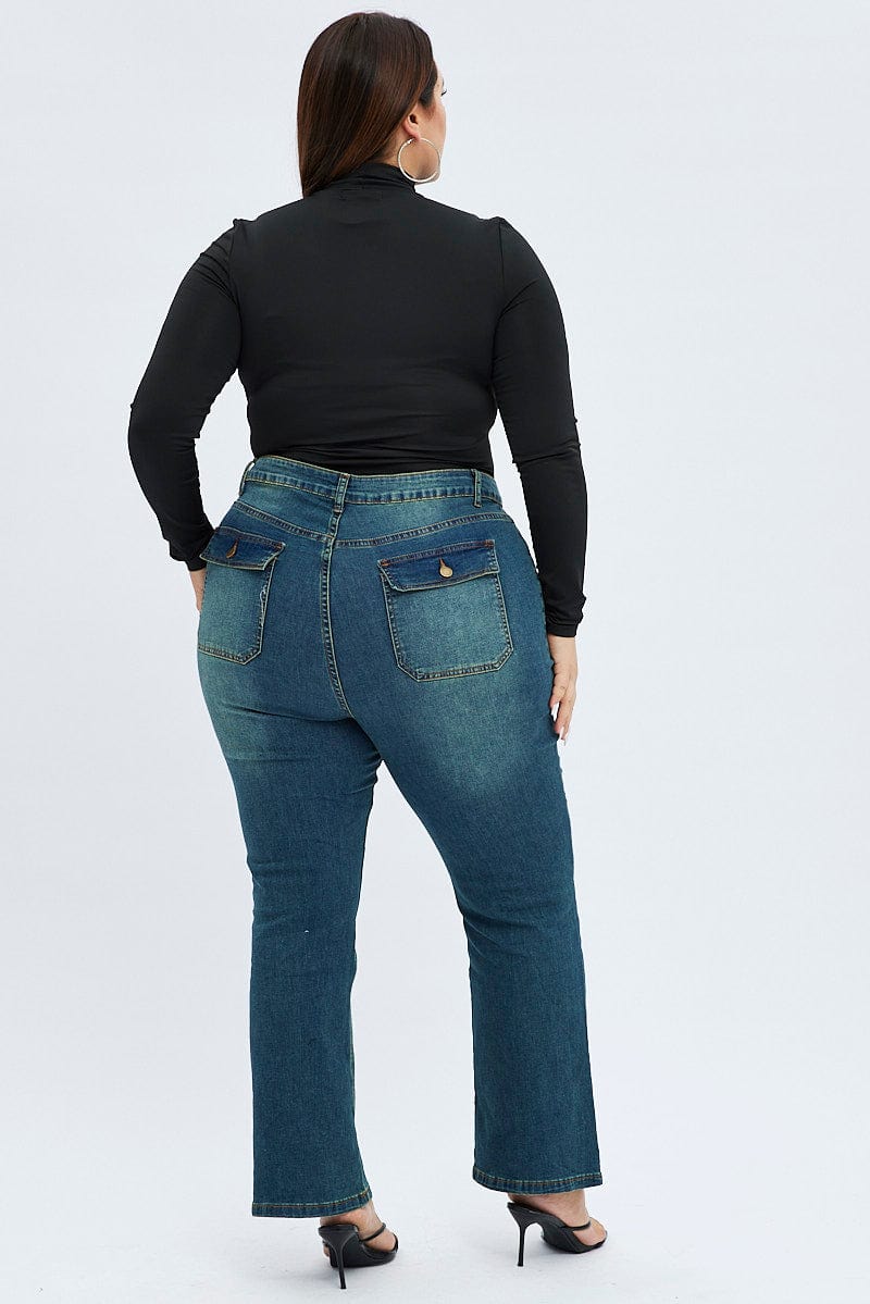 Denim Flare Denim Jeans Mid Rise - Image 4