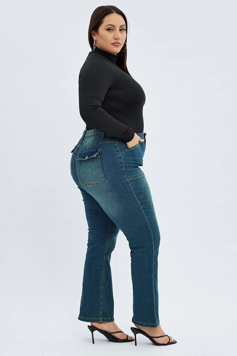 Denim Flare Denim Jeans Mid Rise - Image 5