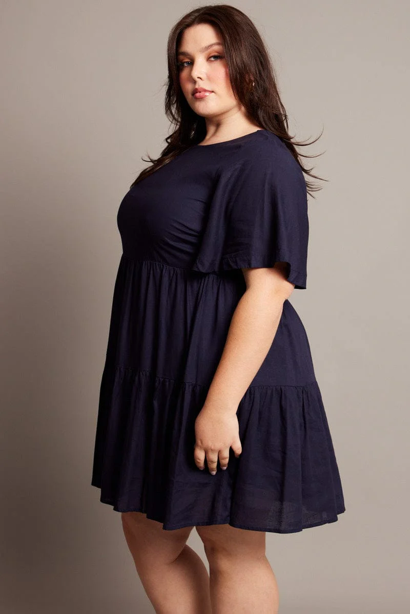 Denim Flare Sleeve Smock Minidress - Image 4
