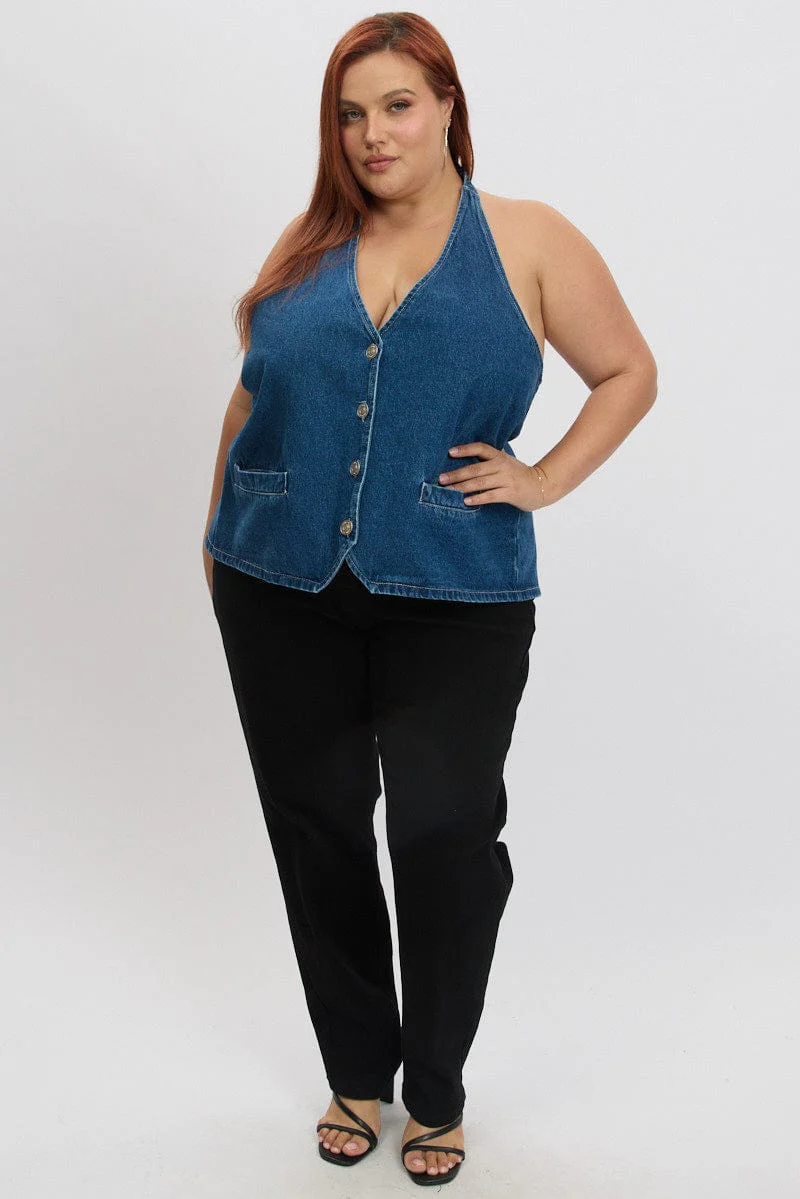 Denim Halter Vest - Image 3