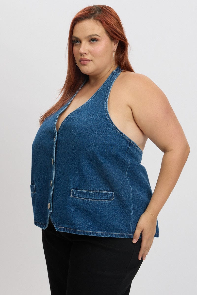 Denim Halter Vest - Image 4