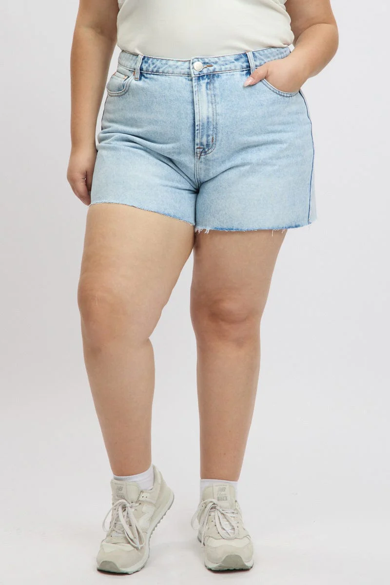 Denim Knee Length Shorts High Rise - Image 3