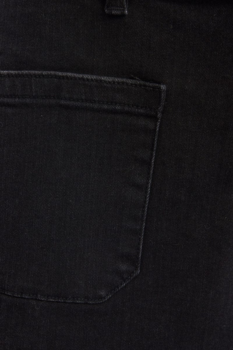 Denim Mini Shorts Mid Rise Outpocket - Image 4