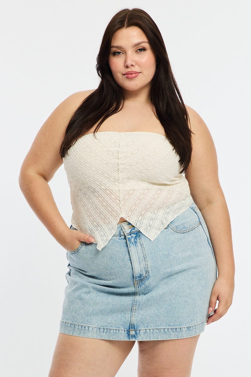 Denim Mini Skirt A-line - Image 2