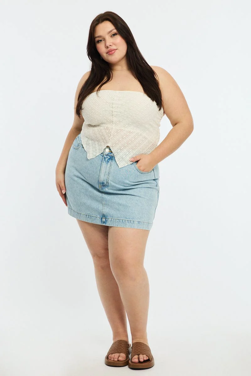 Denim Mini Skirt A-line - Image 3
