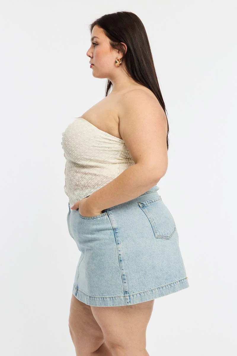 Denim Mini Skirt A-line - Image 4