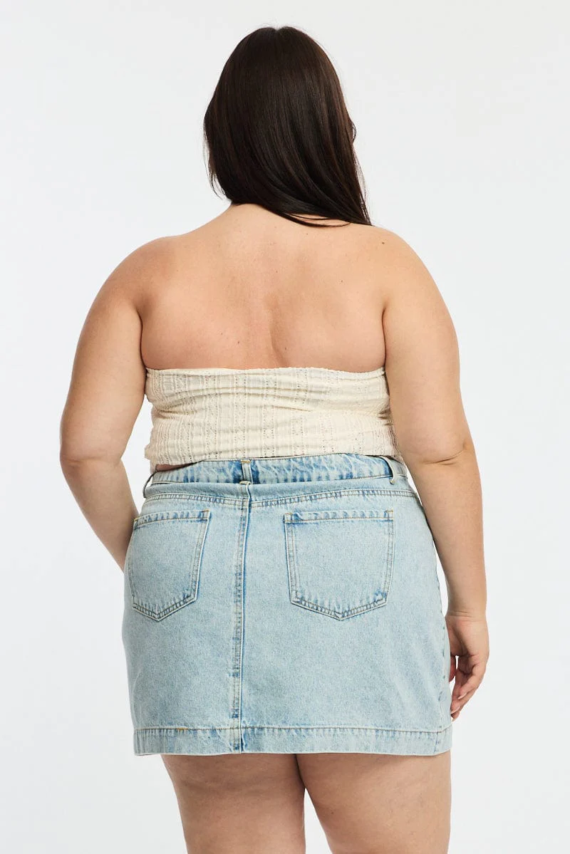 Denim Mini Skirt A-line - Image 5