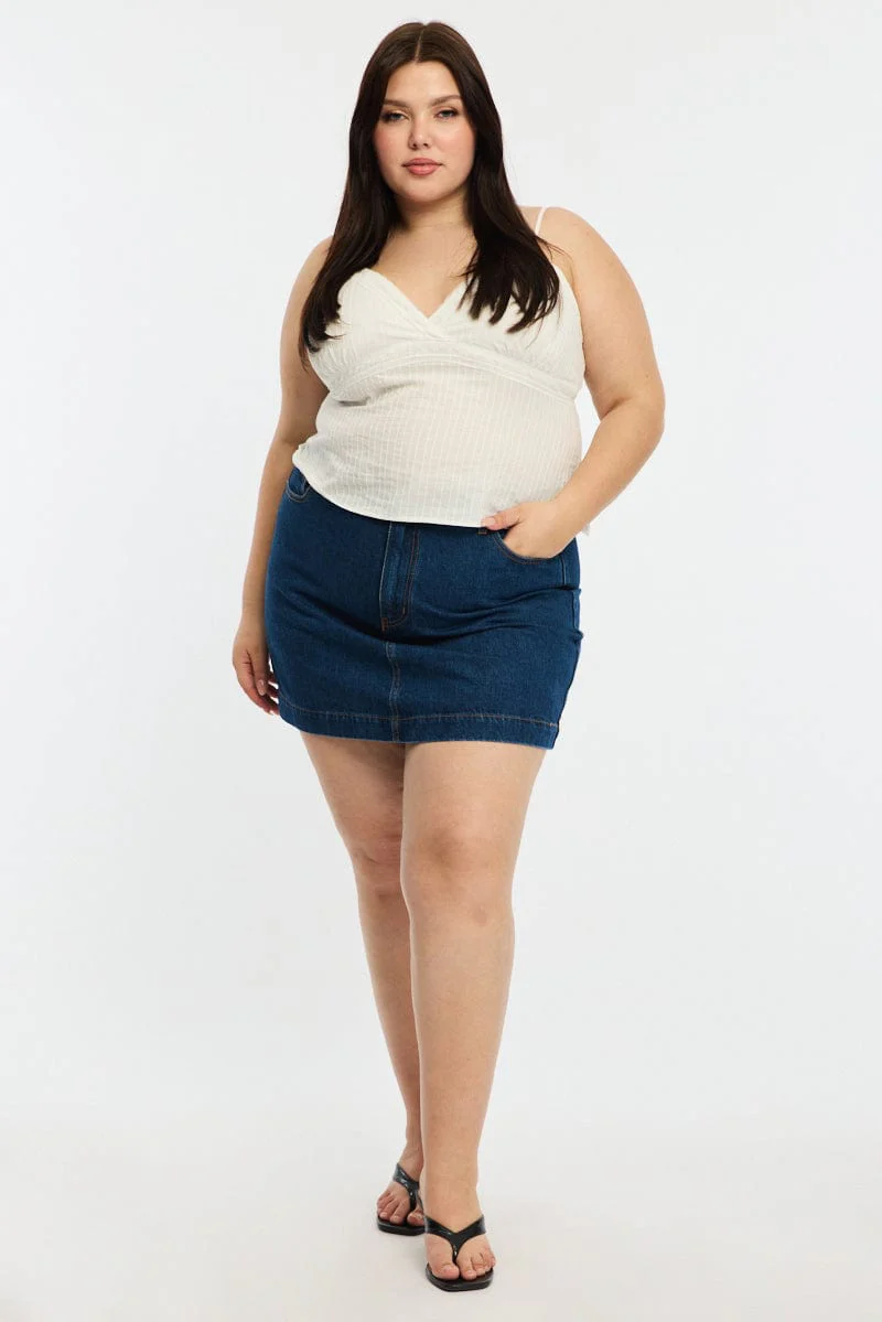 Denim Mini Skirt A-line - Image 2