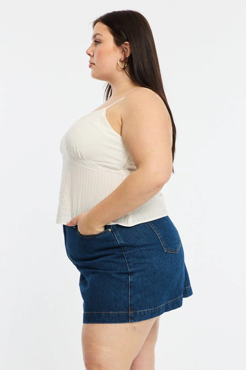 Denim Mini Skirt A-line - Image 3
