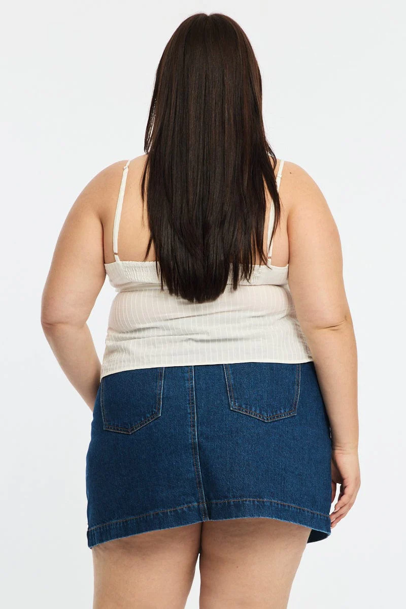 Denim Mini Skirt A-line - Image 4