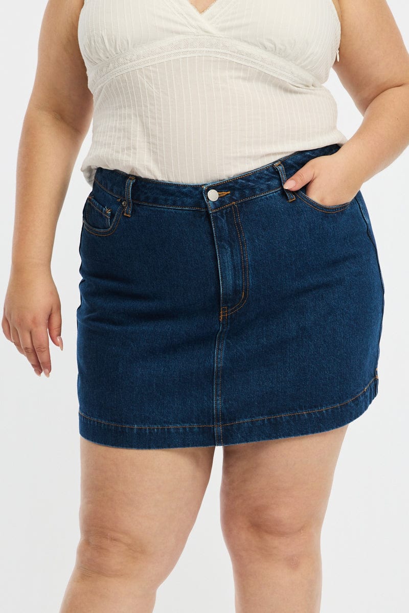 Denim Mini Skirt A-line - Image 5