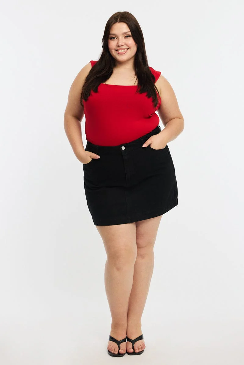 Denim Mini Skirt A-line - Image 3