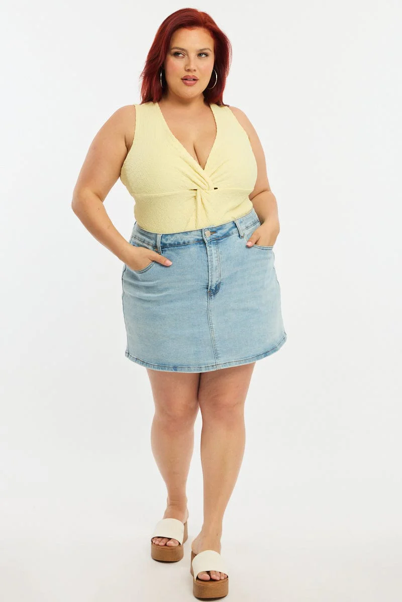 Denim Mini Skort Stretch Denim - Image 4