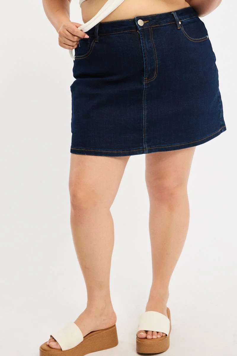 Denim Mini Skort Stretch Denim - Image 2