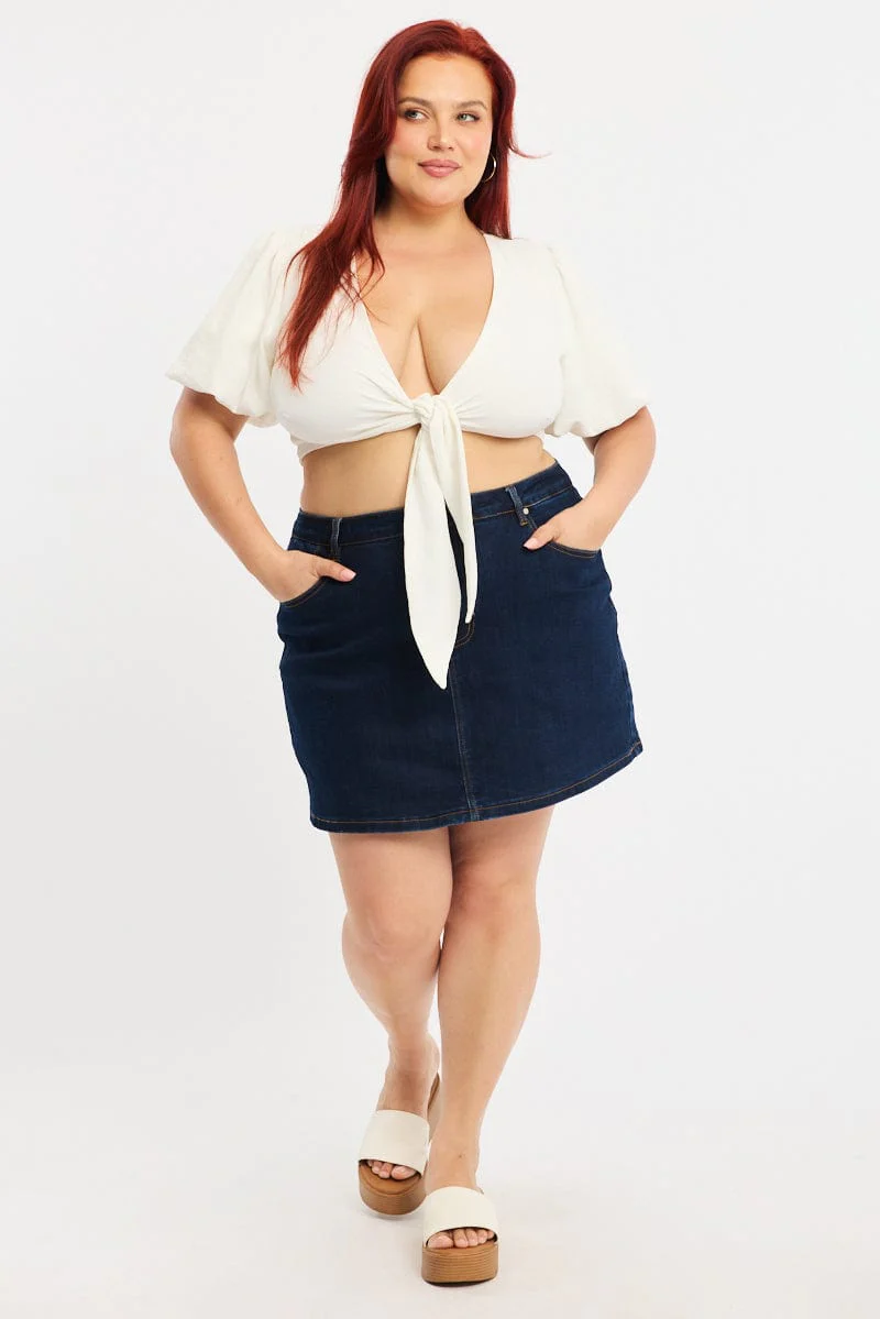 Denim Mini Skort Stretch Denim - Image 3