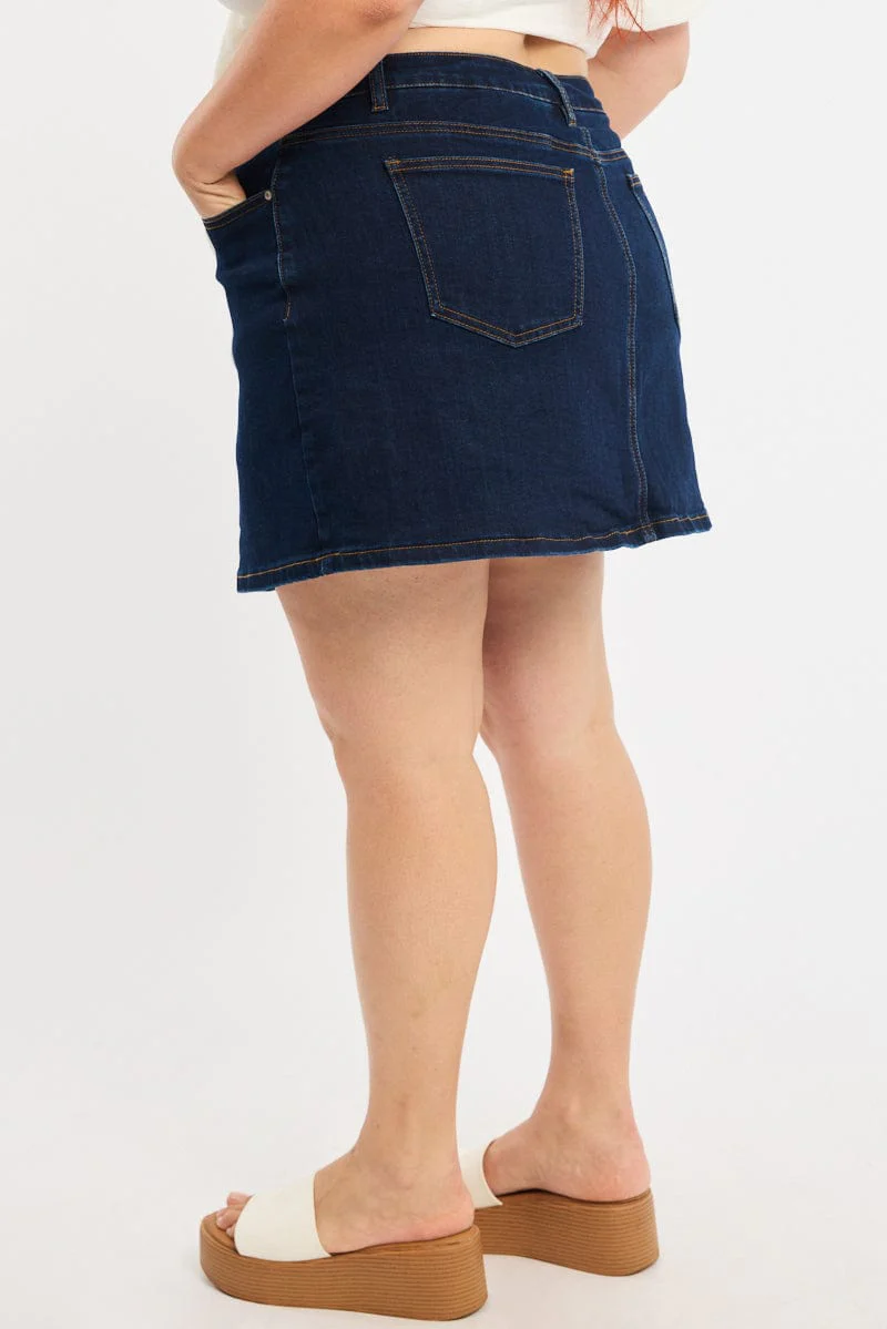 Denim Mini Skort Stretch Denim - Image 4
