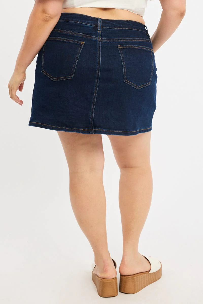 Denim Mini Skort Stretch Denim - Image 5