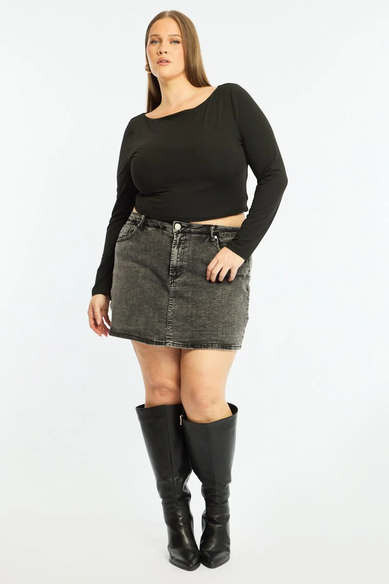 Denim Mini Skorts Stretch Denim
