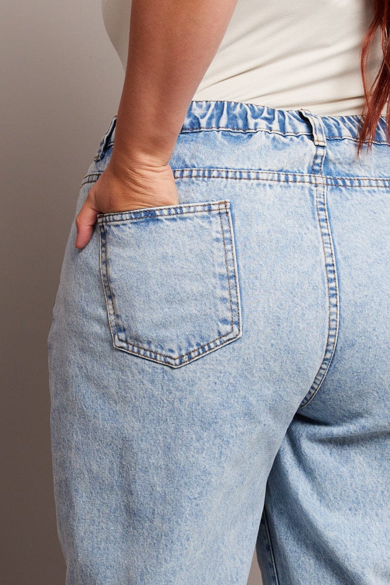 Denim Mom Jeans High Rise Acid Wash - Image 6