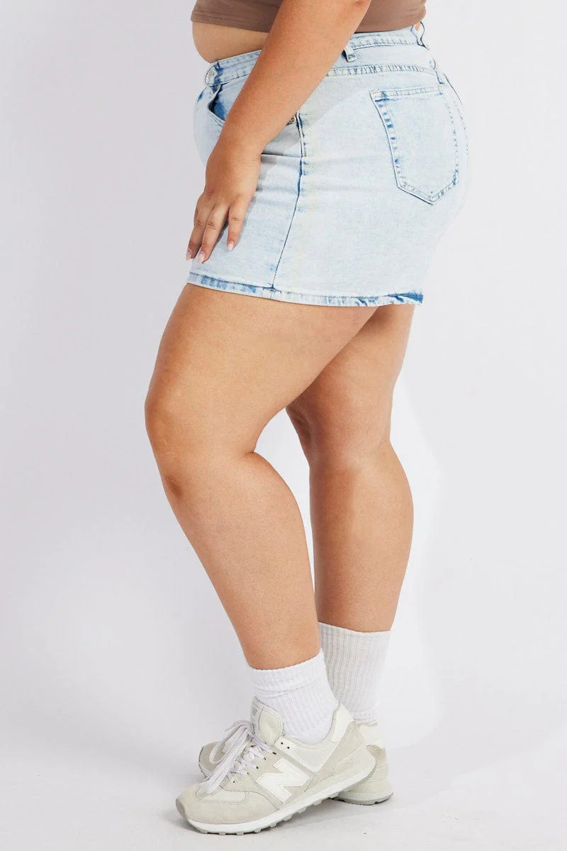 Denim Mom Shorts High Rise Acid Wash - Image 4
