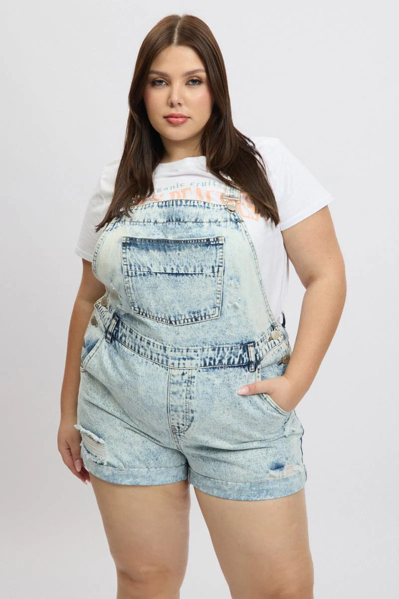 Denim Overall Shorts - Image 3