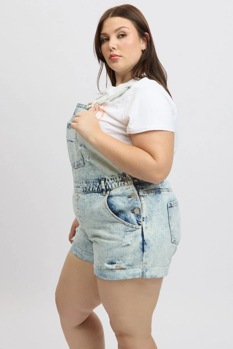 Denim Overall Shorts - Image 4