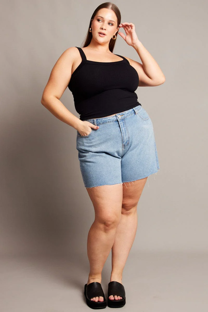 Denim Relaxed Shorts High Rise - Image 2
