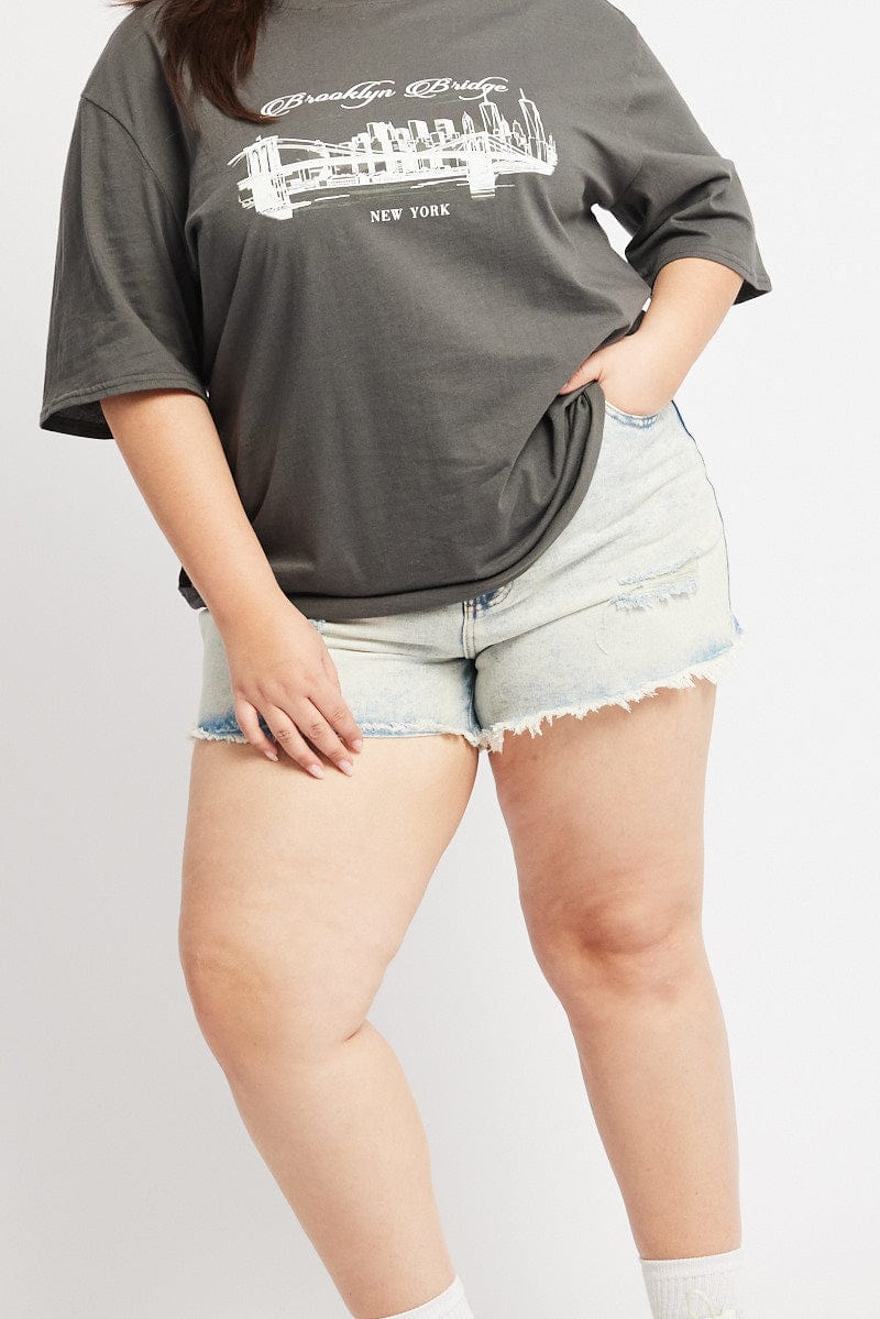 Denim Relaxed Shorts High Rise - Image 3