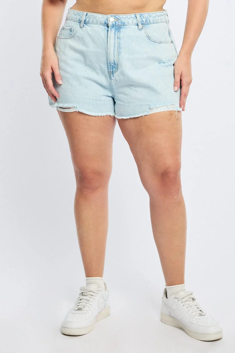 Denim Relaxed Shorts High Rise - Image 2